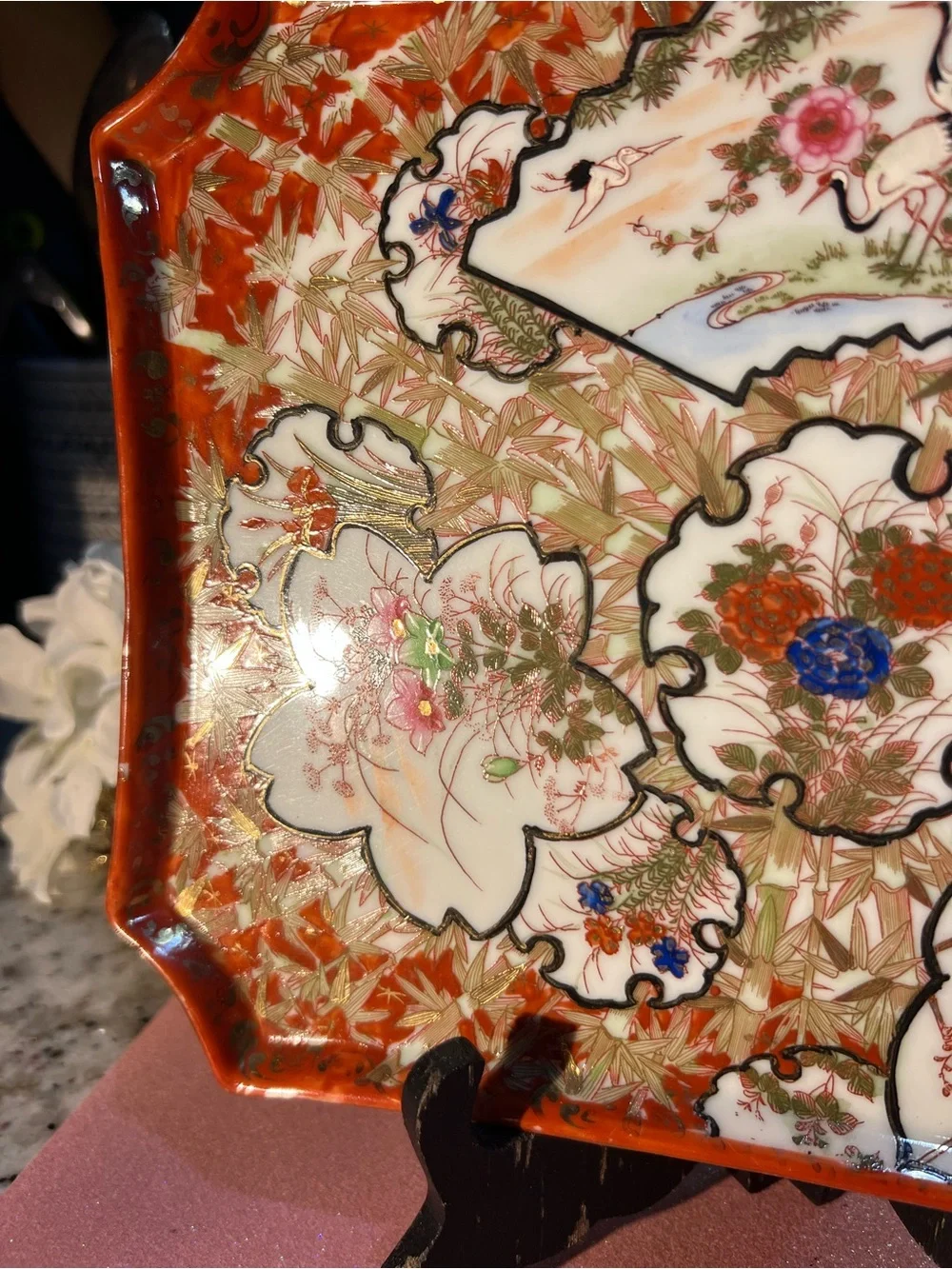 Gorgeous Antique Kutani Serving Platter read below